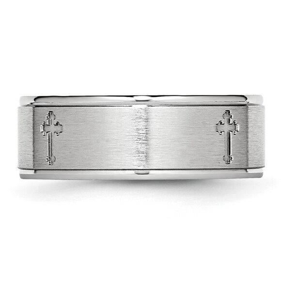 Chisel Cobalt Satin & Polished Ridged Edge 8mm Band